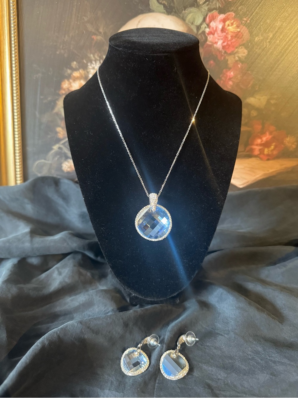 Vintage Unique Midas Curved Crystal and Sterling Silver Set